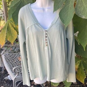 Lucky Brand Light Green Long Sleeve Top